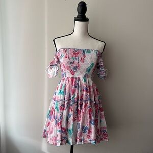 NWT Poupette St Barth Aurora Mini Floral Off-Shoulder Dress